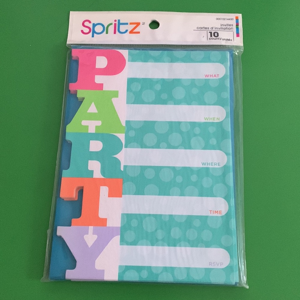 Spritz Party invitation cards with envelopes